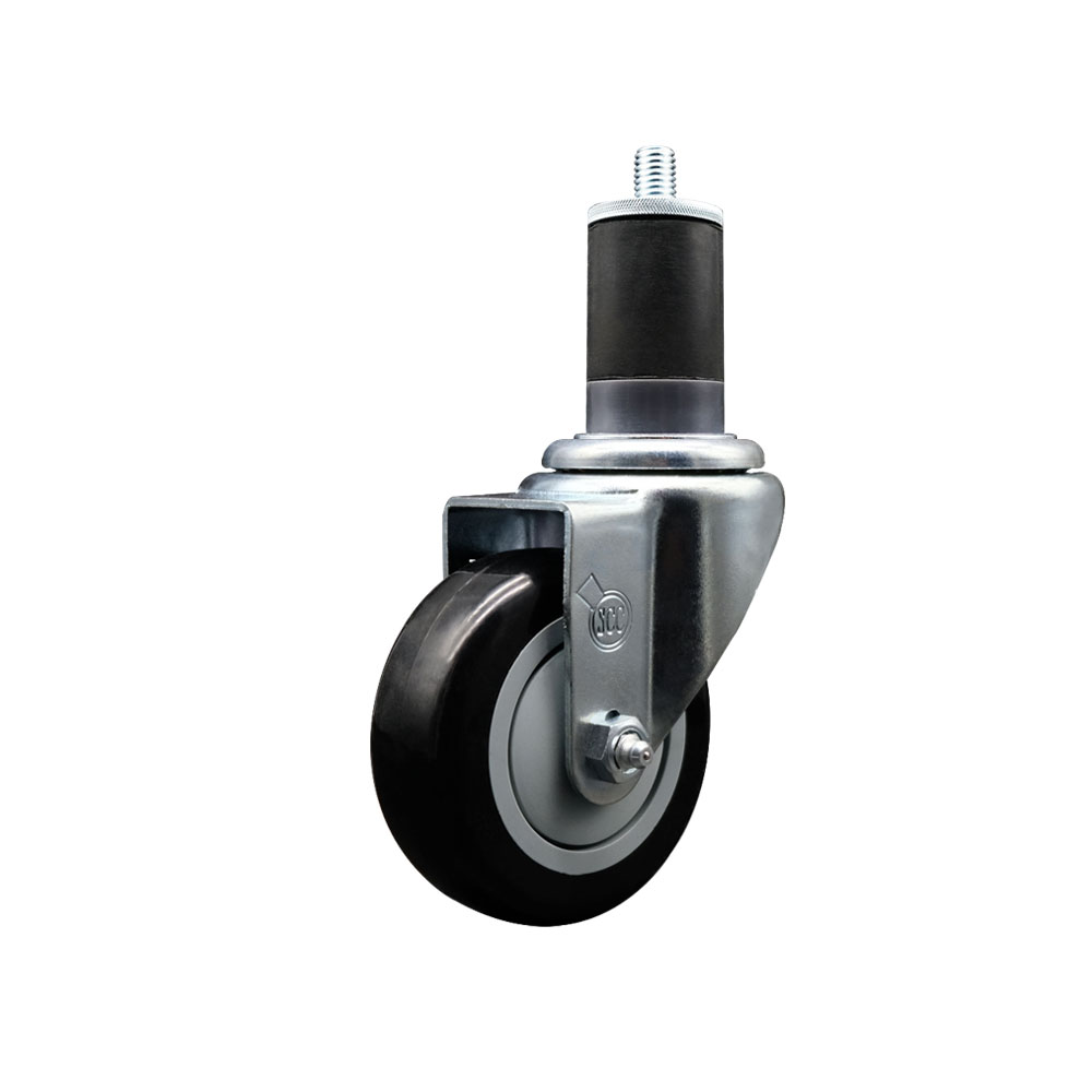 SCC-EX20S3514-PPUB-BLK-158 Polyurethane Expanding Stem Swivel Caster with 3.5 in. Black Wheel & 1.63 in. Stem
