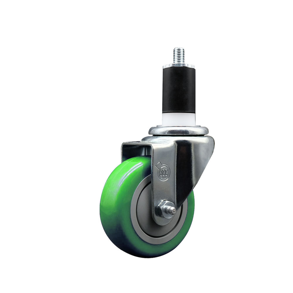 SCC-EX20S3514-PPUB-GRN-112 Polyurethane Expanding Stem Swivel Caster with 3.5 in. Green Wheel & 1.5 in. Stem
