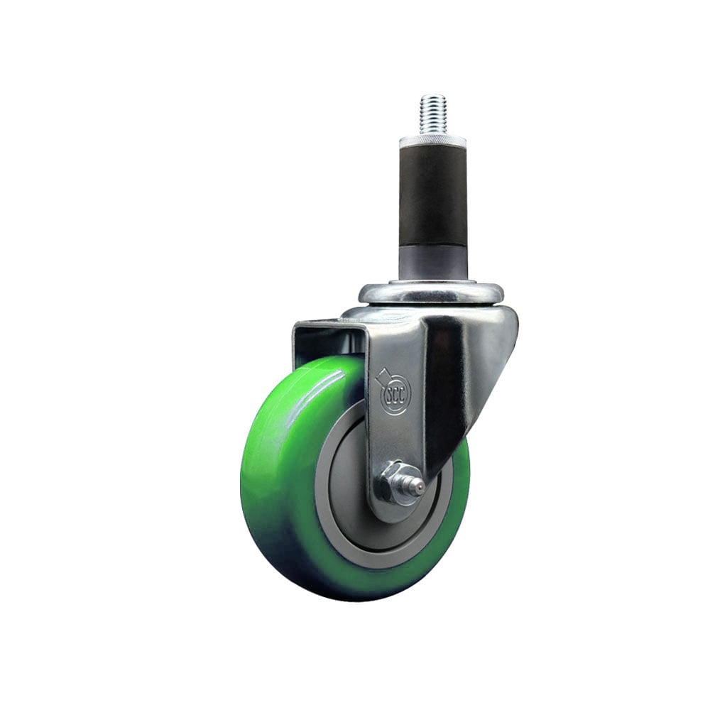 SCC-EX20S3514-PPUB-GRN-114 Polyurethane Expanding Stem Swivel Caster with 3.5 in. Green Wheel & 1.25 in. Stem