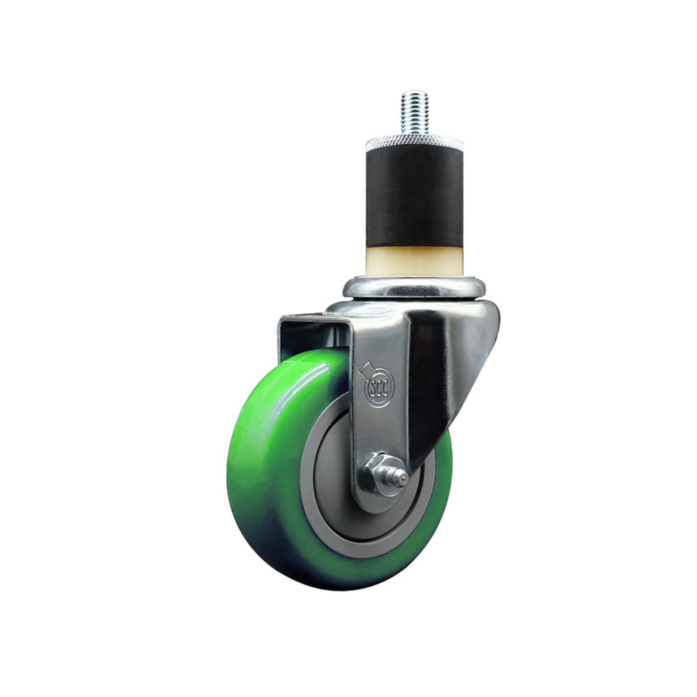 SCC-EX20S3514-PPUB-GRN-178 Polyurethane Expanding Stem Swivel Caster with 3.5 in. Green Wheel & 1.87 in. Stem