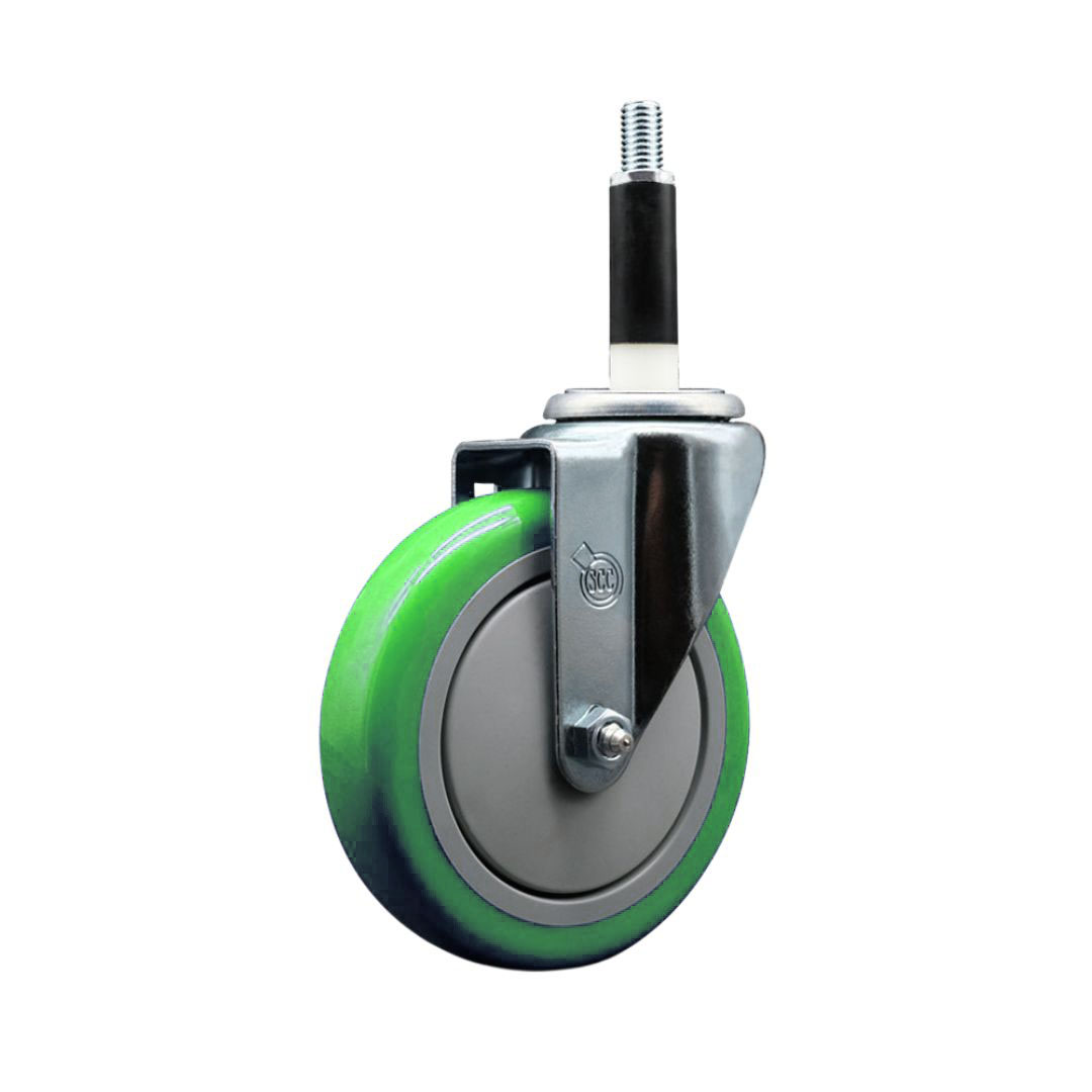 SCC-EX20S514-PPUB-GRN-78 Polyurethane Expanding Stem Swivel Caster with 5 in. Green Wheel & 0.87 in. Stem