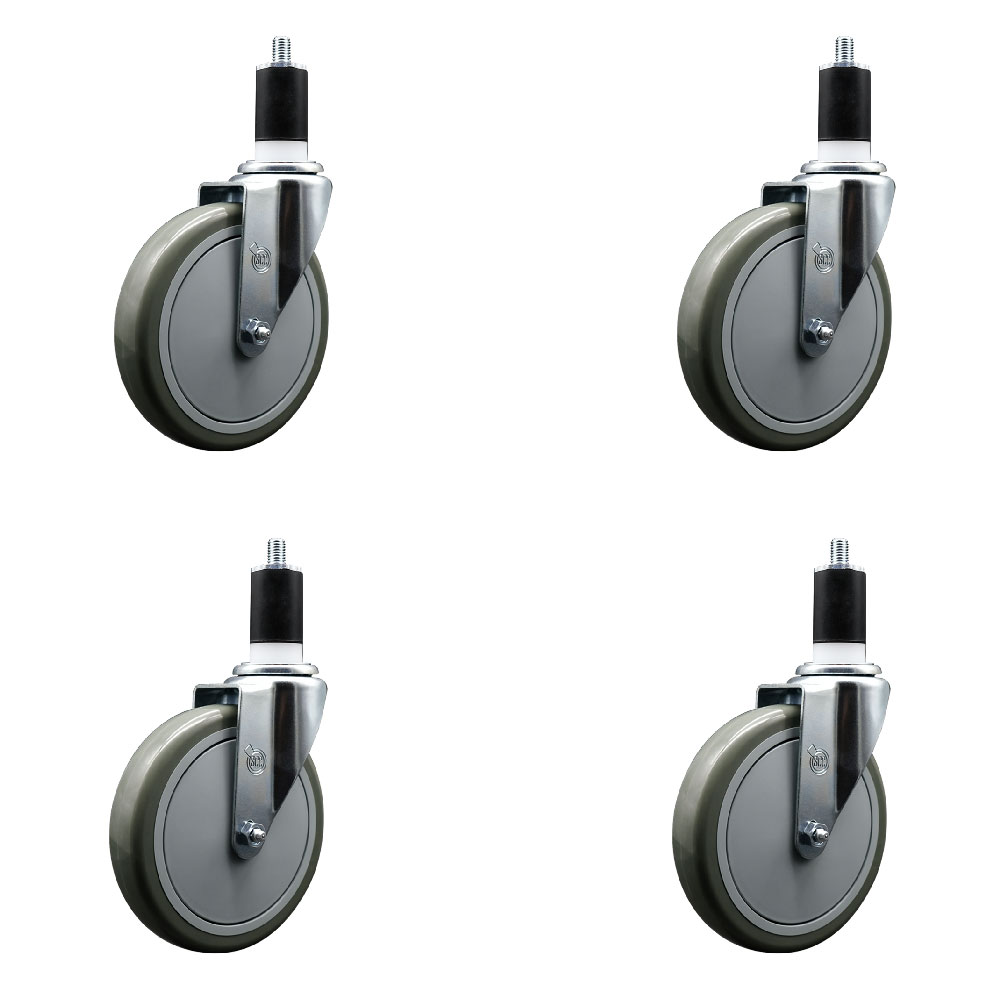 SCC-EX20S614-PPUB-112-4 Polyurethane Swivel Expanding Stem Caster with 6 in. Gray Wheels & 1.5 in. Stems - Set of 4