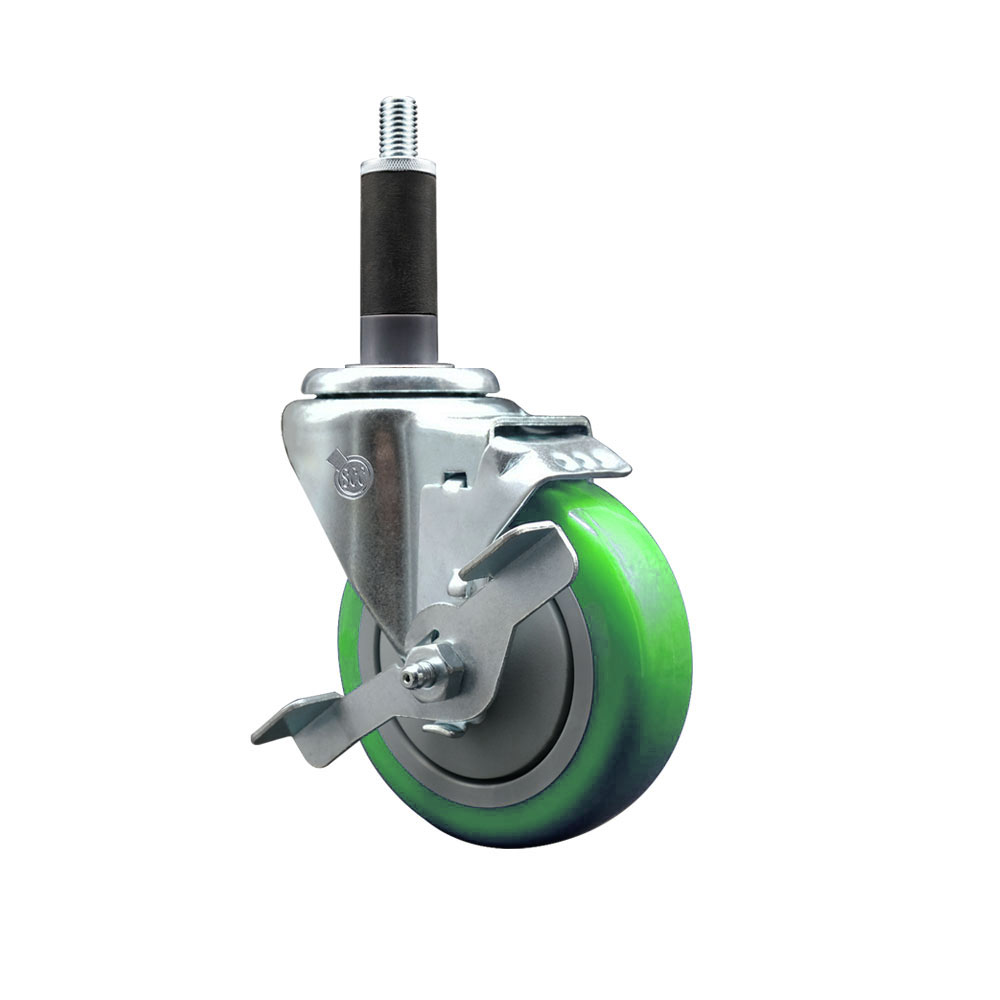 Green - 4 in. Wheel - Set of 1 - Top Locking Brake