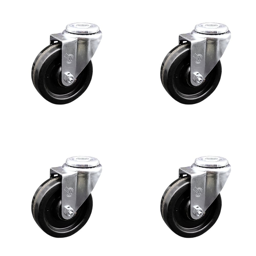 SCC-BH20S414-PHR-4 Phenolic Swivel Bolt Hole Caster with Roller Bearing with 4 x 1.25 in. Black Wheels - Set of 4