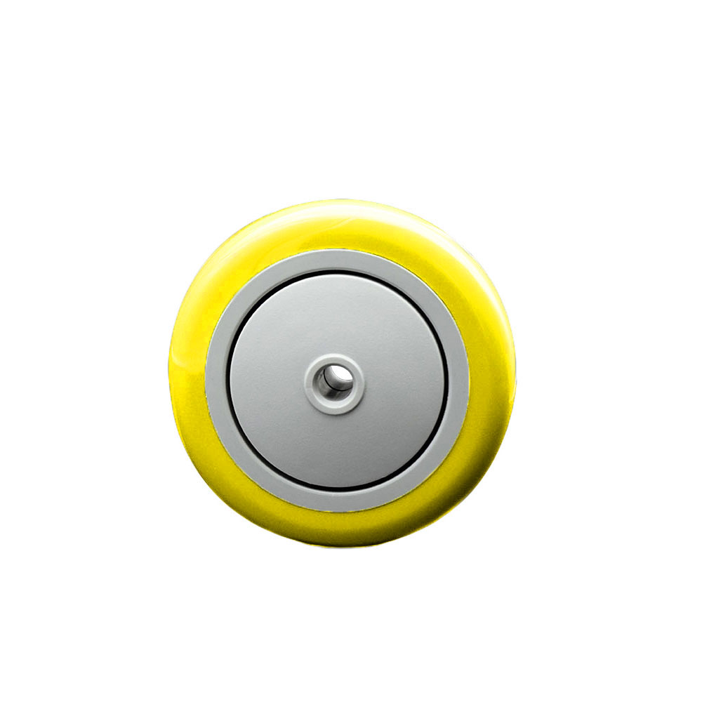 SCC-PPUB414-YEL 4 x 1.25 in. Yellow Polyurethane on Yellow Polyolefin Wheel with Precision Ball Bearing - 0.38 in. Bore Non Marking & Non Marring