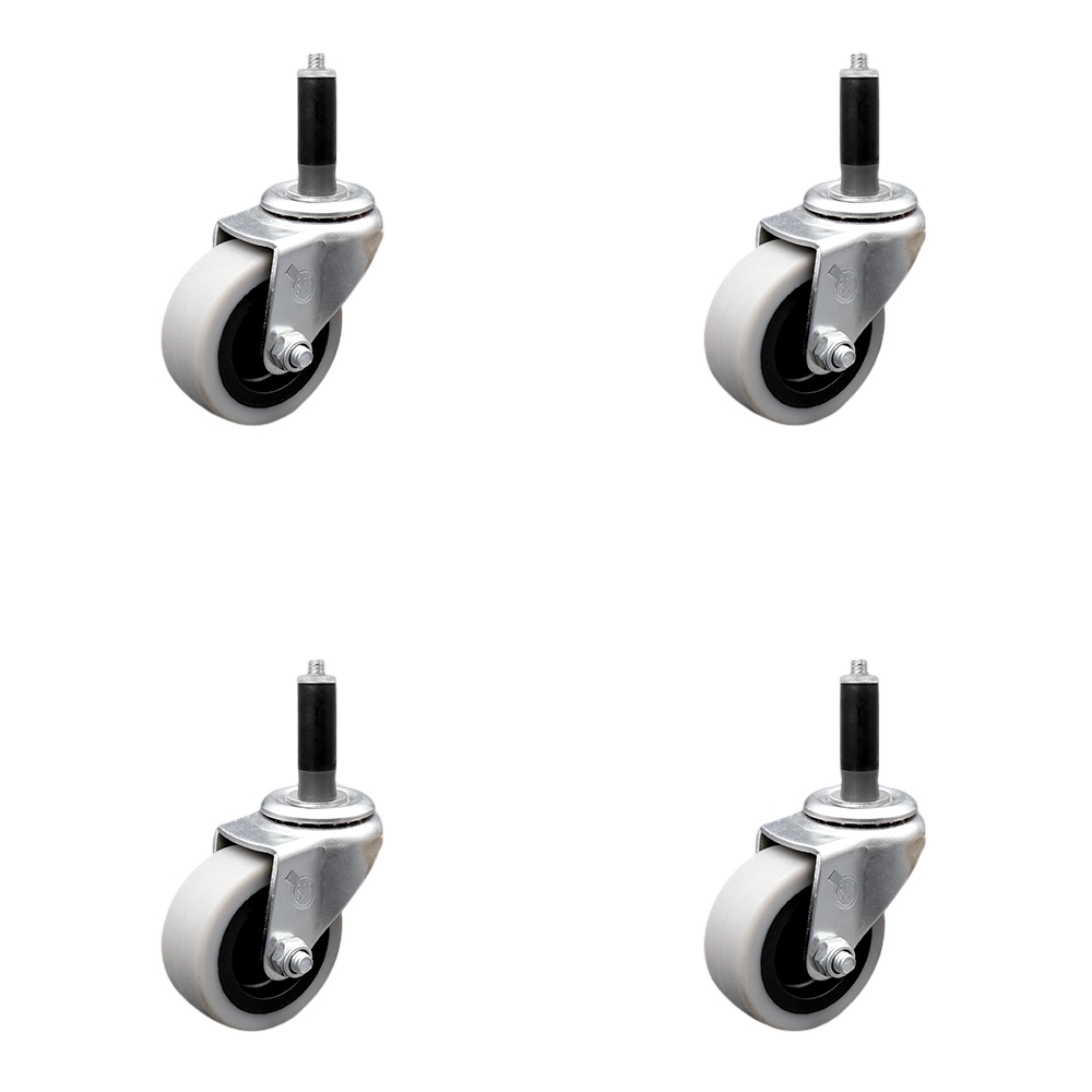 SCC-EX05S210-TPRS-78-4 2 in. Swivel Thermoplastic Rubber Caster Wheels & 0.875 in. Expanding Adapter Stem Caster - Set of 4