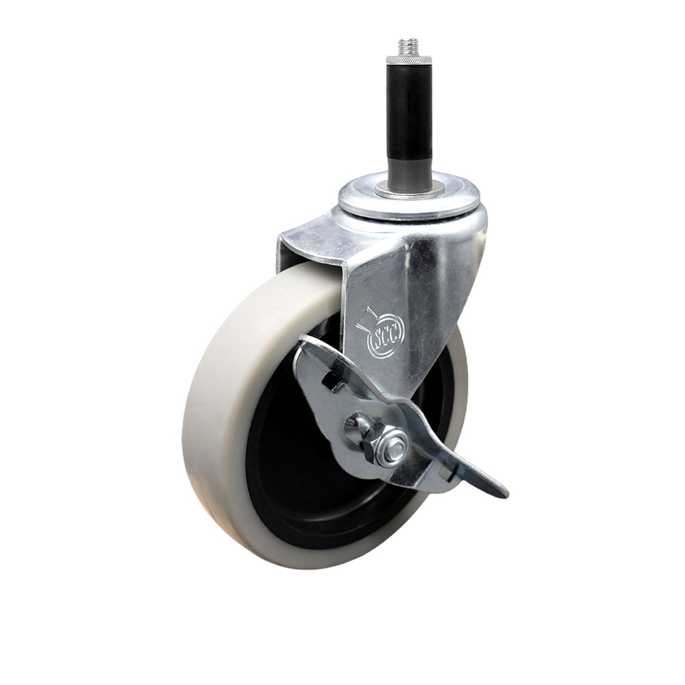 SCC-EX05S410-TPRS-SLB-1 4 in. Swivel Thermoplastic Rubber Caster Wheel & 1 in. Expanding Adapter Stem Caster & Brake