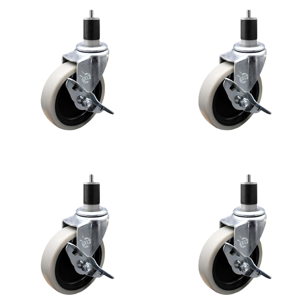 SCC-EX05S410-TPRS-SLB-178-4 4 in. Swivel Thermoplastic Rubber Caster Wheels & 1.87 in. Expanding Adapter Stem Casters & Brakes - Set of 4