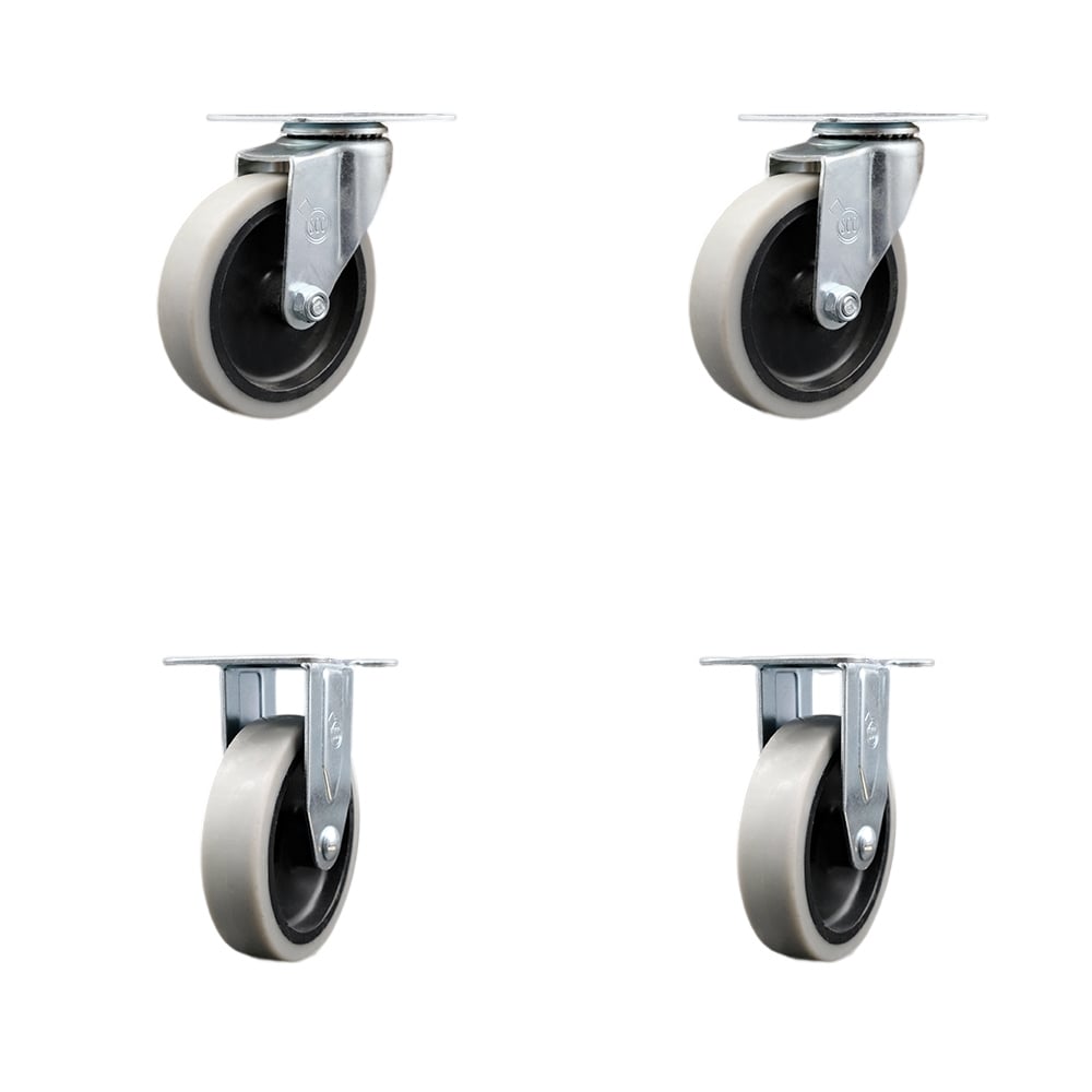 SCC-05S410-TPRS-2-R-2 4 in. Swivel Top Plate Thermoplastic Rubber Casters - Set of 4