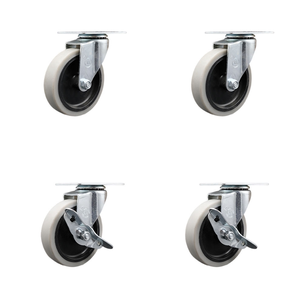 SCC-05S410-TPRS-2-SLB-2 4 in. Swivel Top Plate Thermoplastic Rubber Casters - Set of 4