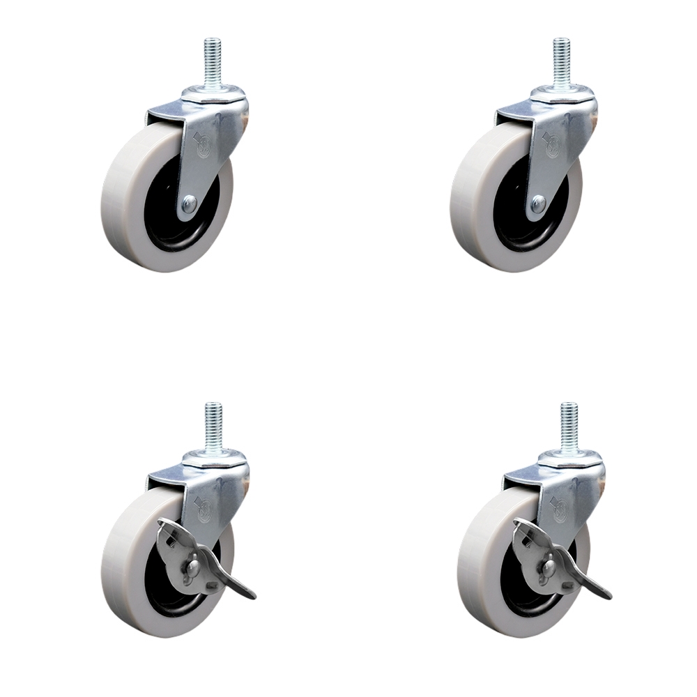 SCC-TS05S310-TPRS-121315-2-SLB-2 3 in. Swivel Thermoplastic Rubber Casters, 0.5 in. 13 TPI x 1.5 in. Threaded Stem Casters - Set of 4