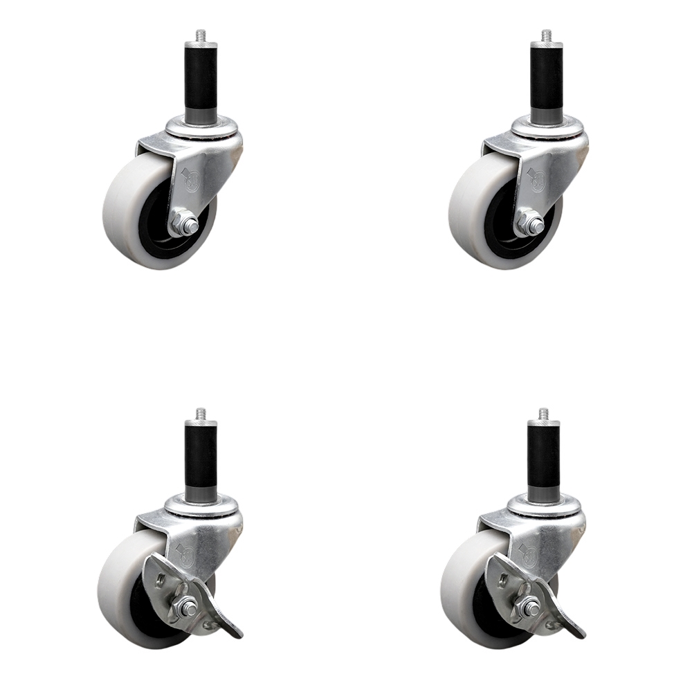 SCC-EX05S210-TPRS-118-2-SLB-2 2 in. Swivel Thermoplastic Rubber Casters, 1.13 in. Expanding Adapter Stem Casters - Set of 4