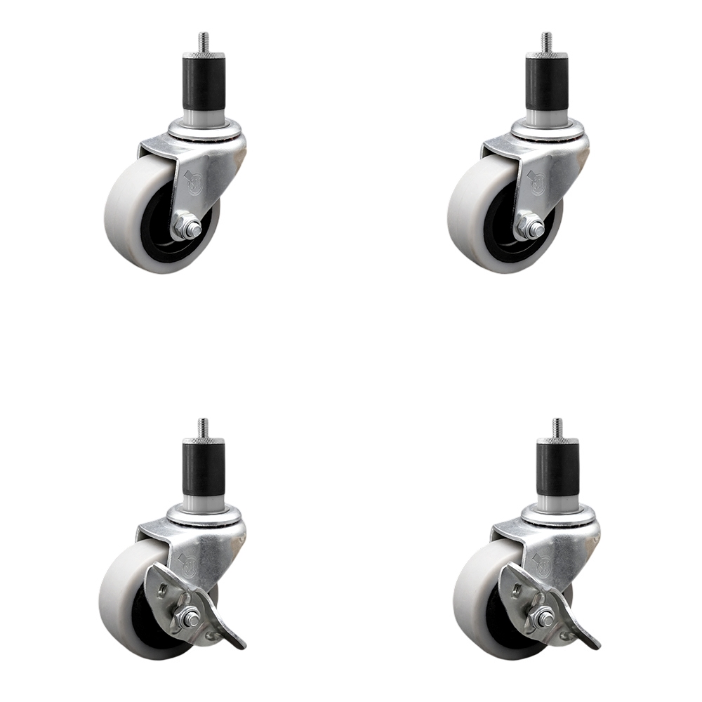 SCC-EX05S210-TPRS-178-2-SLB-2 2 in. Swivel Thermoplastic Rubber Casters, 1.87 in. Expanding Adapter Stem Casters - Set of 4