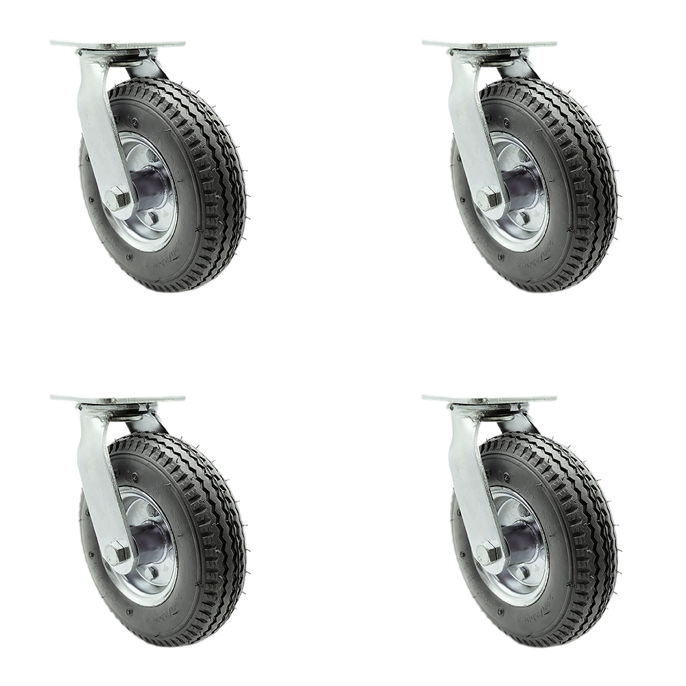 SCC-100S280-PNB-GRY-BSL-4 8 in. Swivel Pneumatic Casters Gray Rubber Wheels - Set of 4
