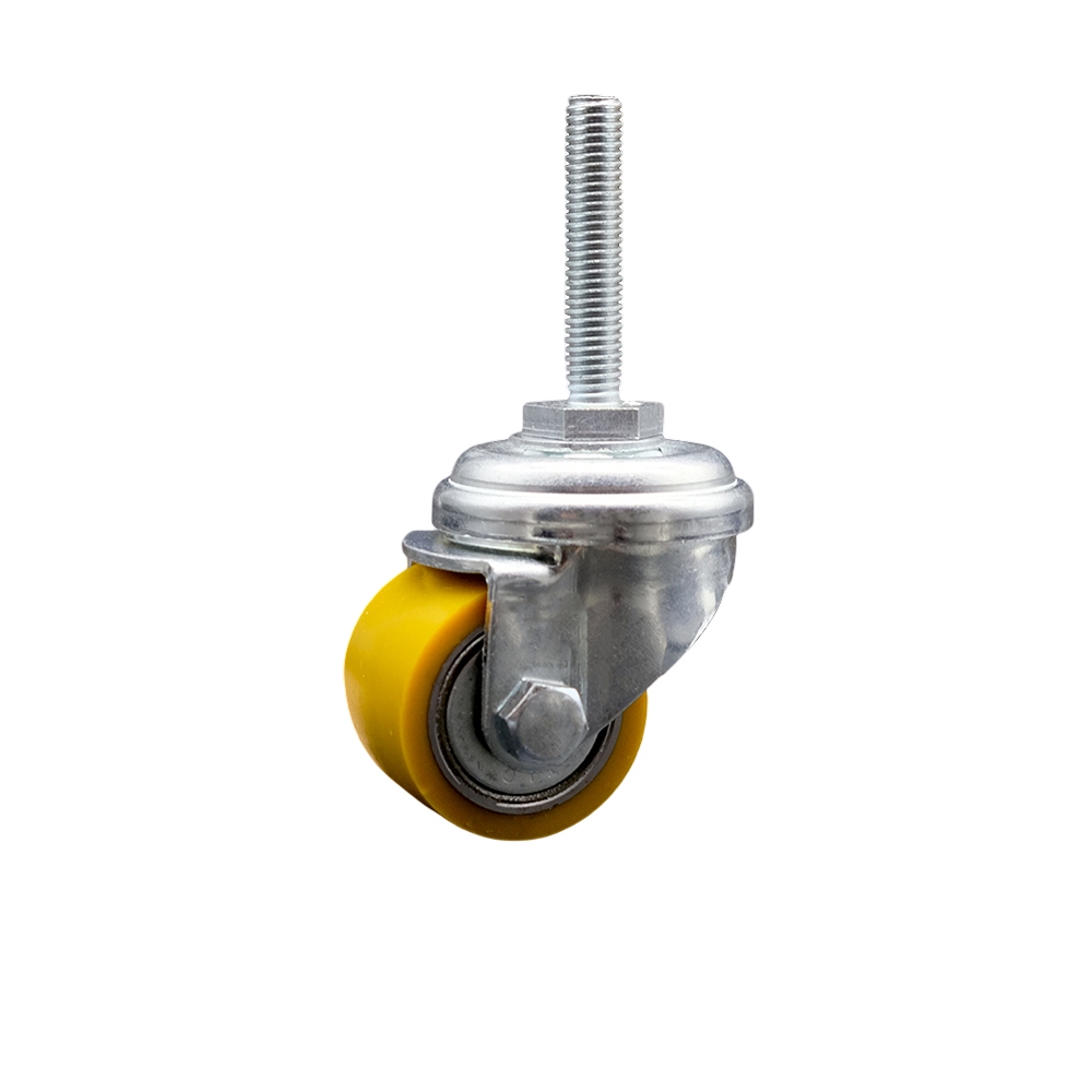 SCC-TS04S13810-PUB-M815 Low Profile Polyurethane Swivel Threaded Stem Caster with 35 x 27 mm Yellow Wheel & 8 mm Stem