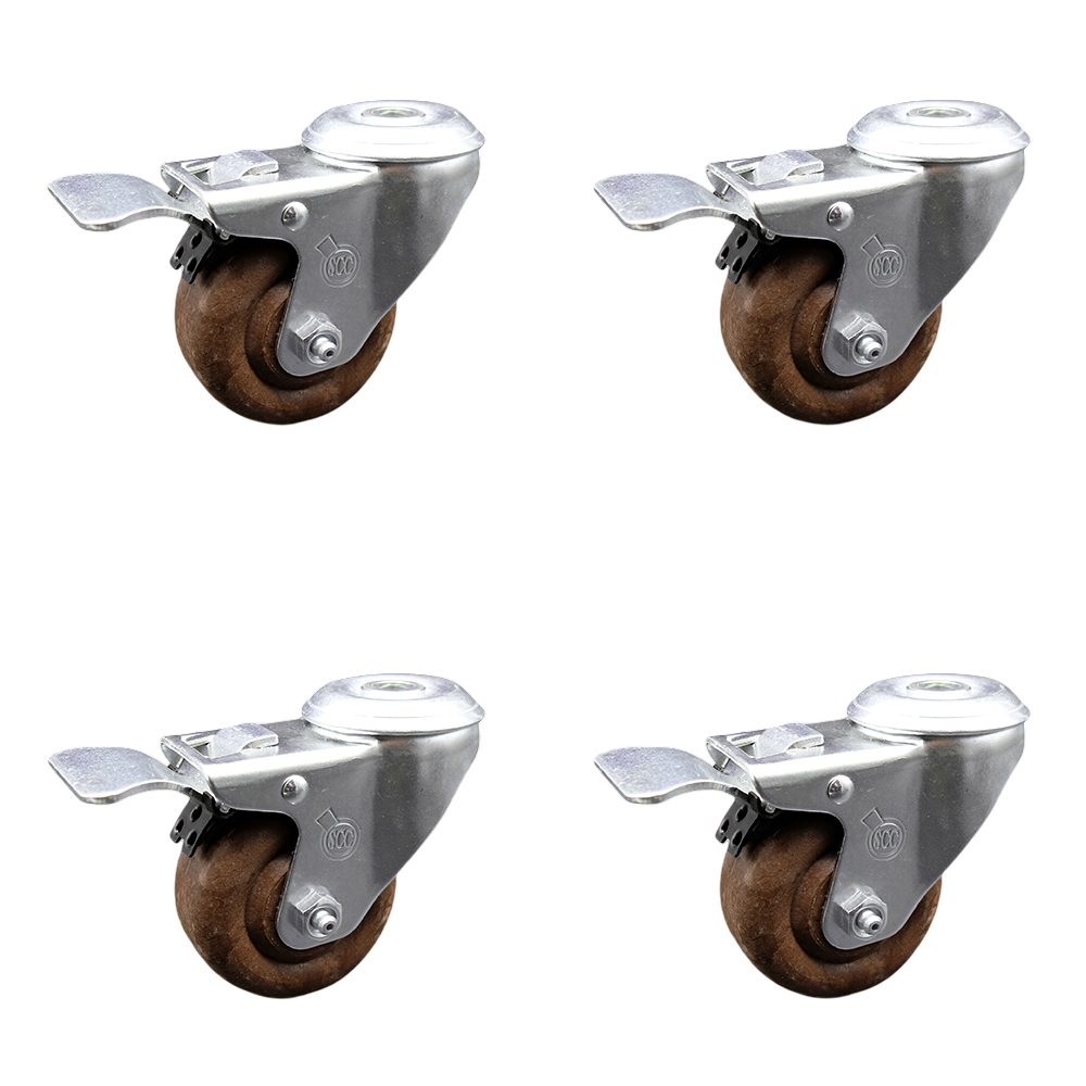 SCC-BHTTL20S314-GFNSHT-4 High Temperature Glass Filled Nylon Swivel Bolt Hole Caster with 3 x 1.25 in. Brown Wheels - Set of 4