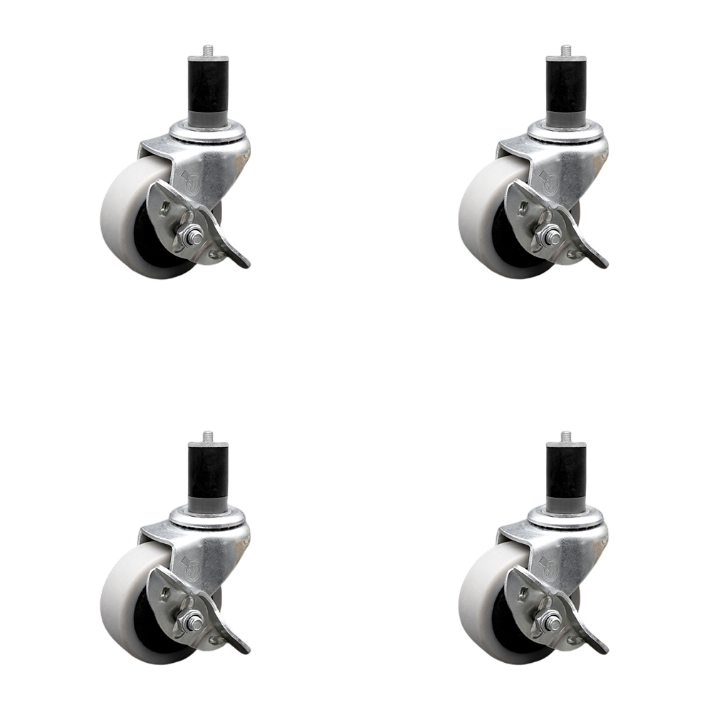 SCC-EX05S210-TPRS-SLB-134-4 2 in. Swivel Thermoplastic Rubber Caster Wheels & 1.75 in. Expanding Adapter Stem Caster & Brake - Set of 4