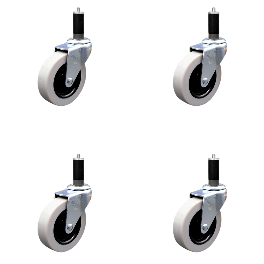 SCC-EX05S310-TPRS-118-4 3 in. Swivel Thermoplastic Rubber Caster Wheels & 1.13 in. Expanding Adapter Stem Casters - Set of 4