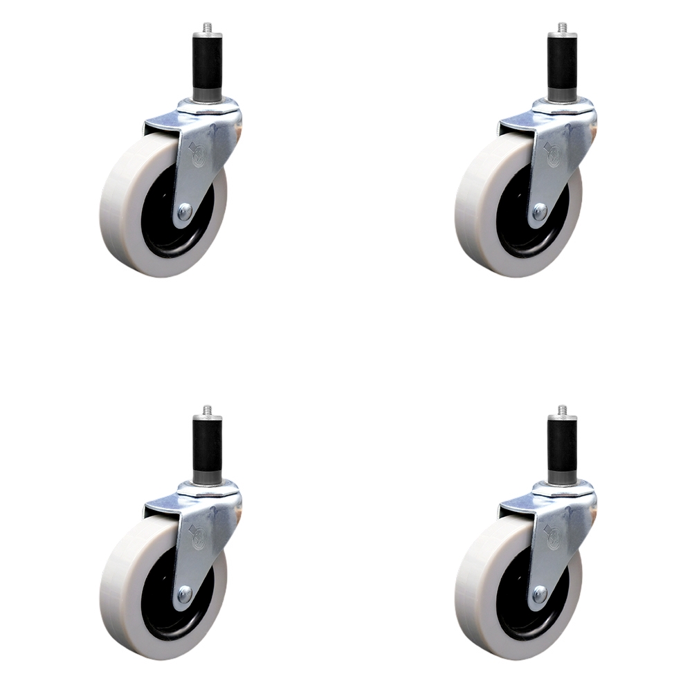 SCC-EX05S310-TPRS-114-4 3 in. Swivel Thermoplastic Rubber Caster Wheels & 1.25 in. Expanding Adapter Stem Casters - Set of 4
