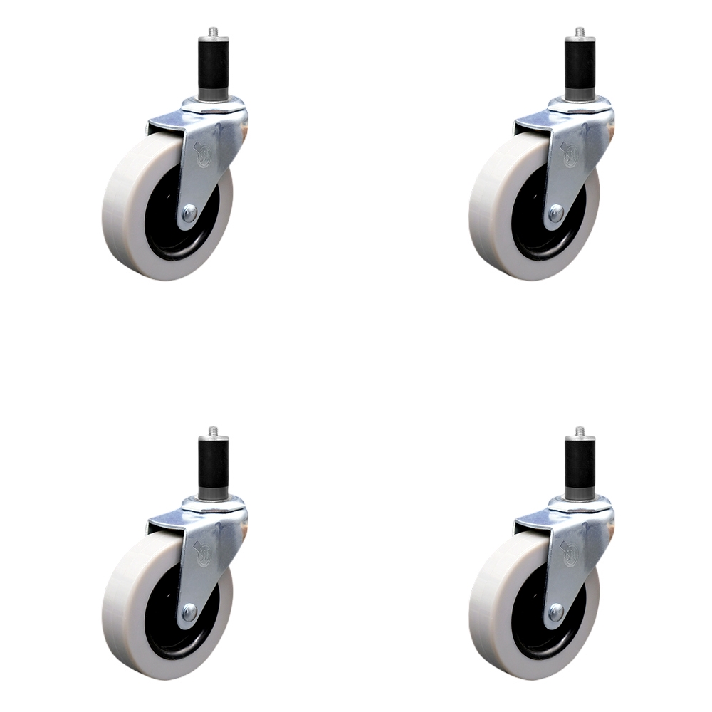 SCC-EX05S310-TPRS-138-4 3 in. Swivel Thermoplastic Rubber Caster Wheels & 1.38 in. Expanding Adapter Stem Casters - Set of 4