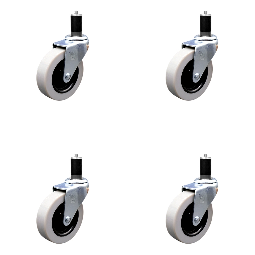 SCC-EX05S310-TPRS-112-4 3 in. Swivel Thermoplastic Rubber Caster Wheels & 1.5 in. Expanding Adapter Stem Casters - Set of 4