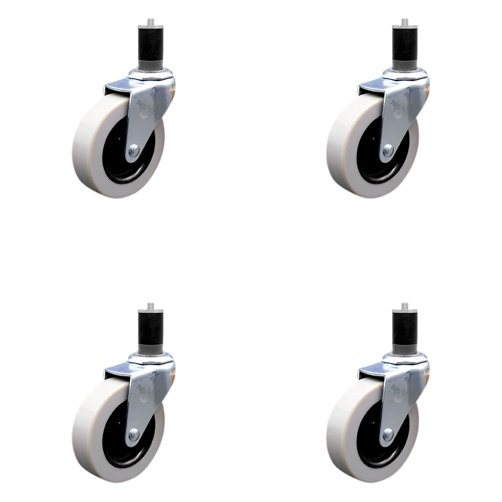 SCC-EX05S310-TPRS-158-4 3 in. Swivel Thermoplastic Rubber Caster Wheels & 1.63 in. Expanding Adapter Stem Casters - Set of 4
