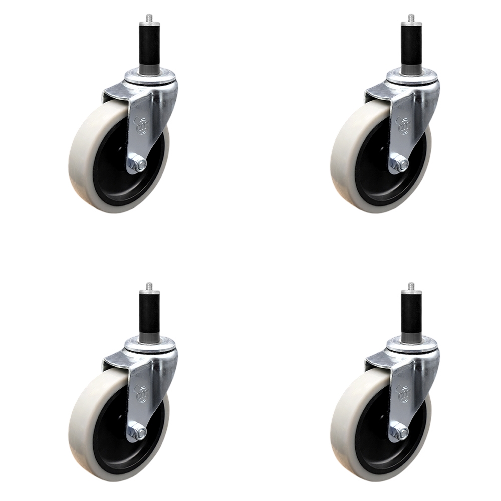 SCC-EX05S410-TPRS-118-4 4 in. Swivel Thermoplastic Rubber Caster Wheels & 1.13 in. Expanding Adapter Stem Casters - Set of 4
