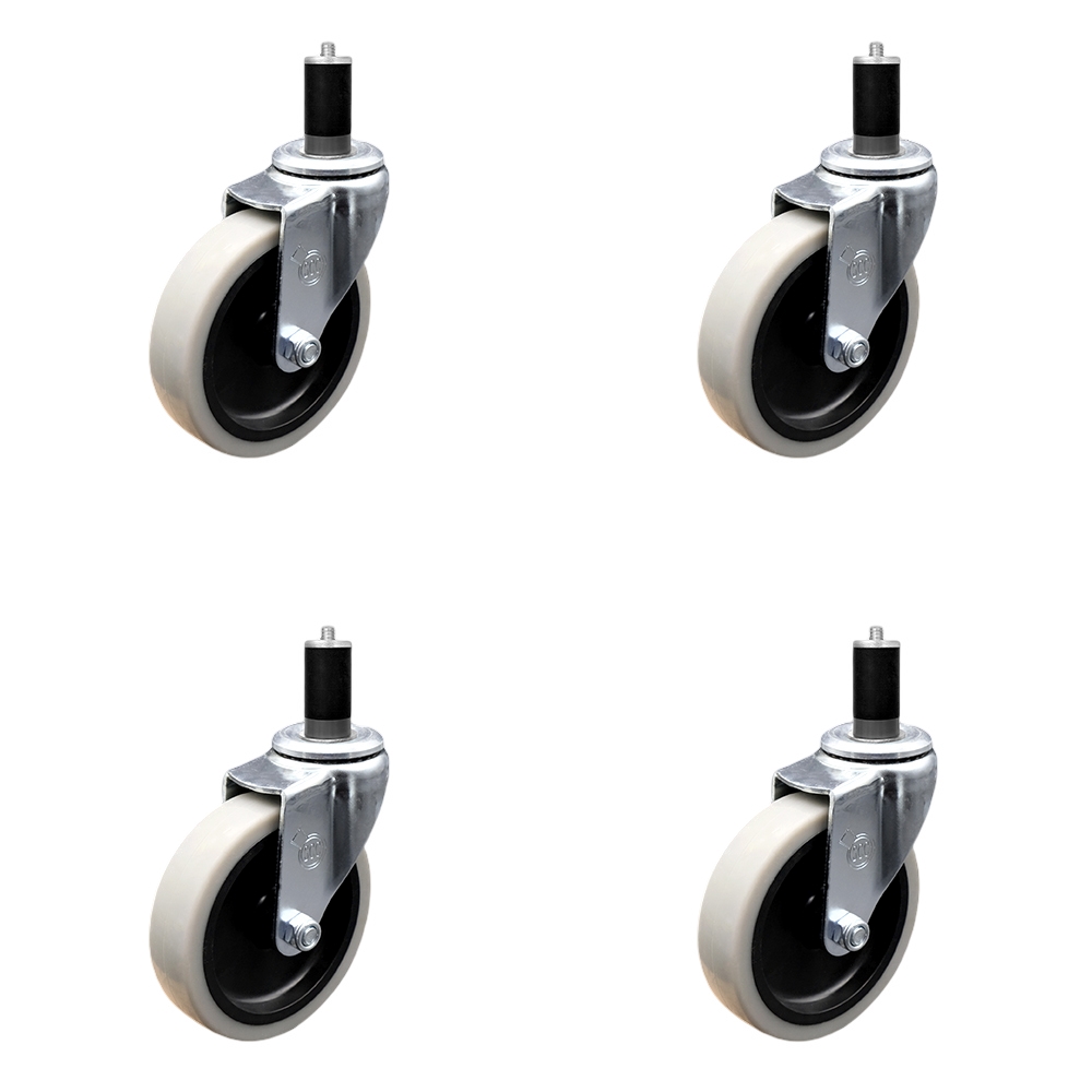 SCC-EX05S410-TPRS-138-4 4 in. Swivel Thermoplastic Rubber Caster Wheels & 1.38 in. Expanding Adapter Stem Casters - Set of 4