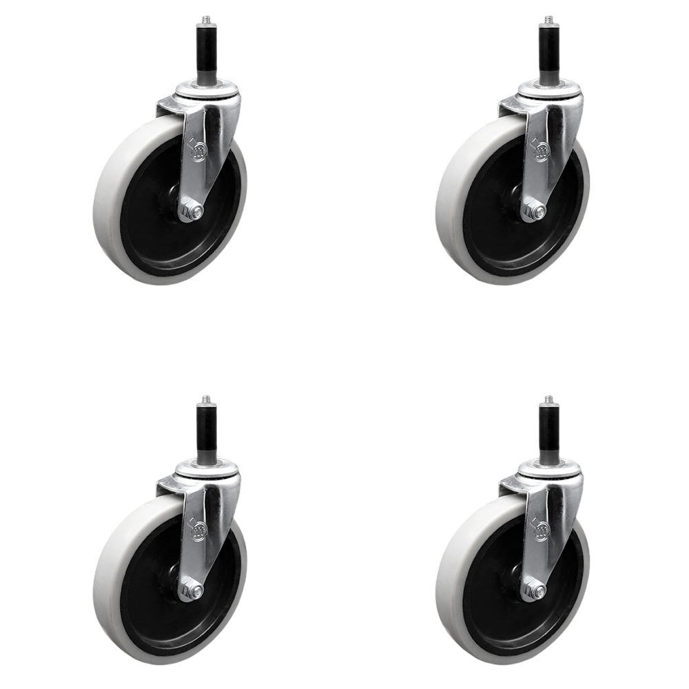SCC-EX05S510-TPRS-1-4 5 in. Swivel Thermoplastic Rubber Caster Wheels & 1 in. Expanding Adapter Stem Casters - Set of 4