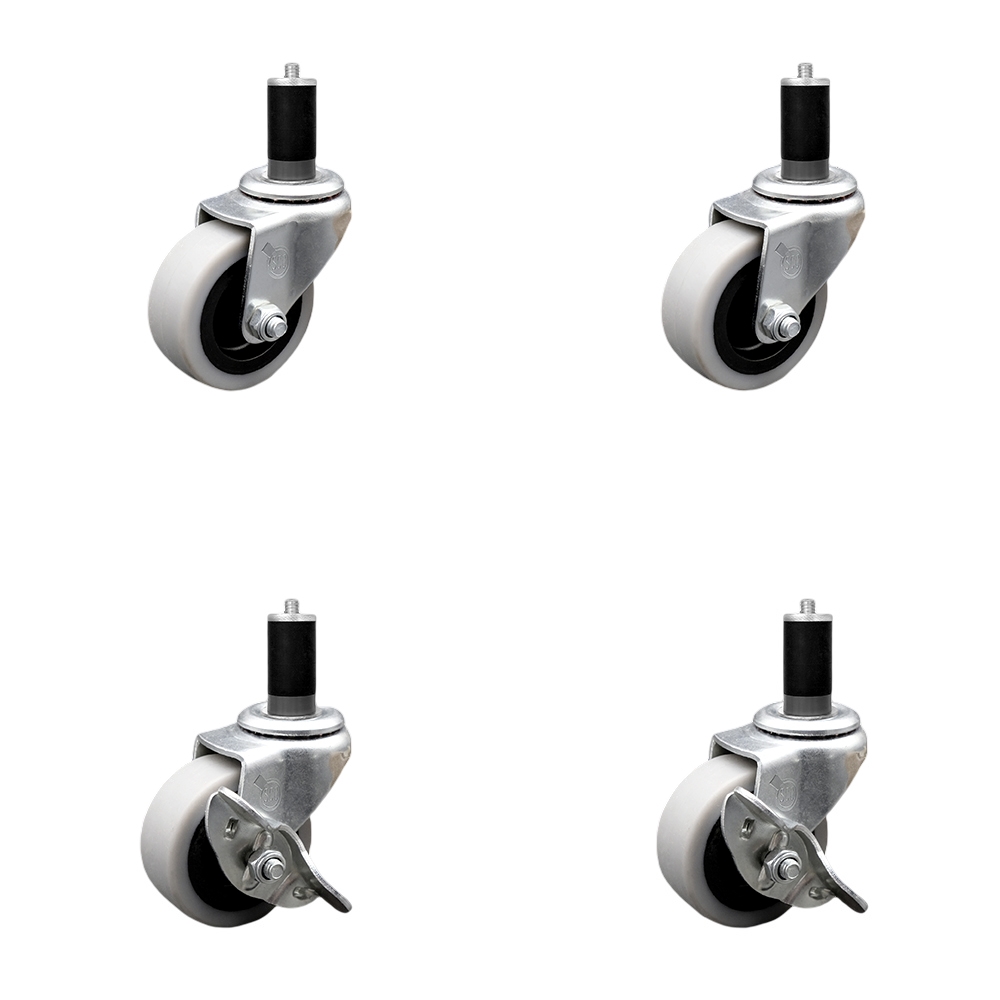 SCC-EX05S210-TPRS-138-2-SLB-2 2 in. Swivel Thermoplastic Rubber Casters, 1.38 in. Expanding Adapter Stem Casters - Set of 4
