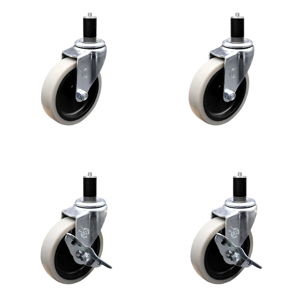 SCC-EX05S410-TPRS-112-2-SLB-2 4 in. Swivel Thermoplastic Rubber Casters, 1.5 in. Expanding Adapter Stem Casters - Set of 4