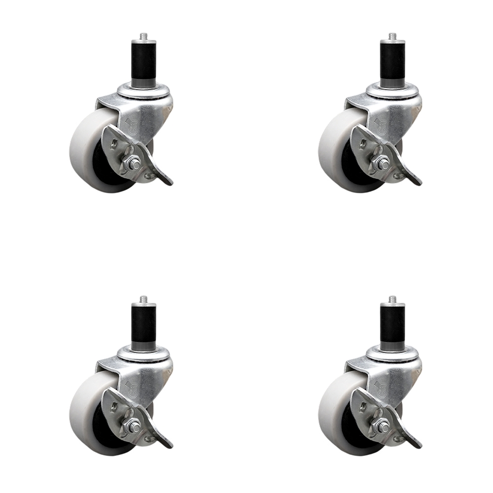 SCC-EX05S210-TPRS-SLB-112-4 2 in. Swivel Thermoplastic Rubber Caster Wheels & 1.5 in. Expanding Adapter Stem Casters & Brakes - Set of 4