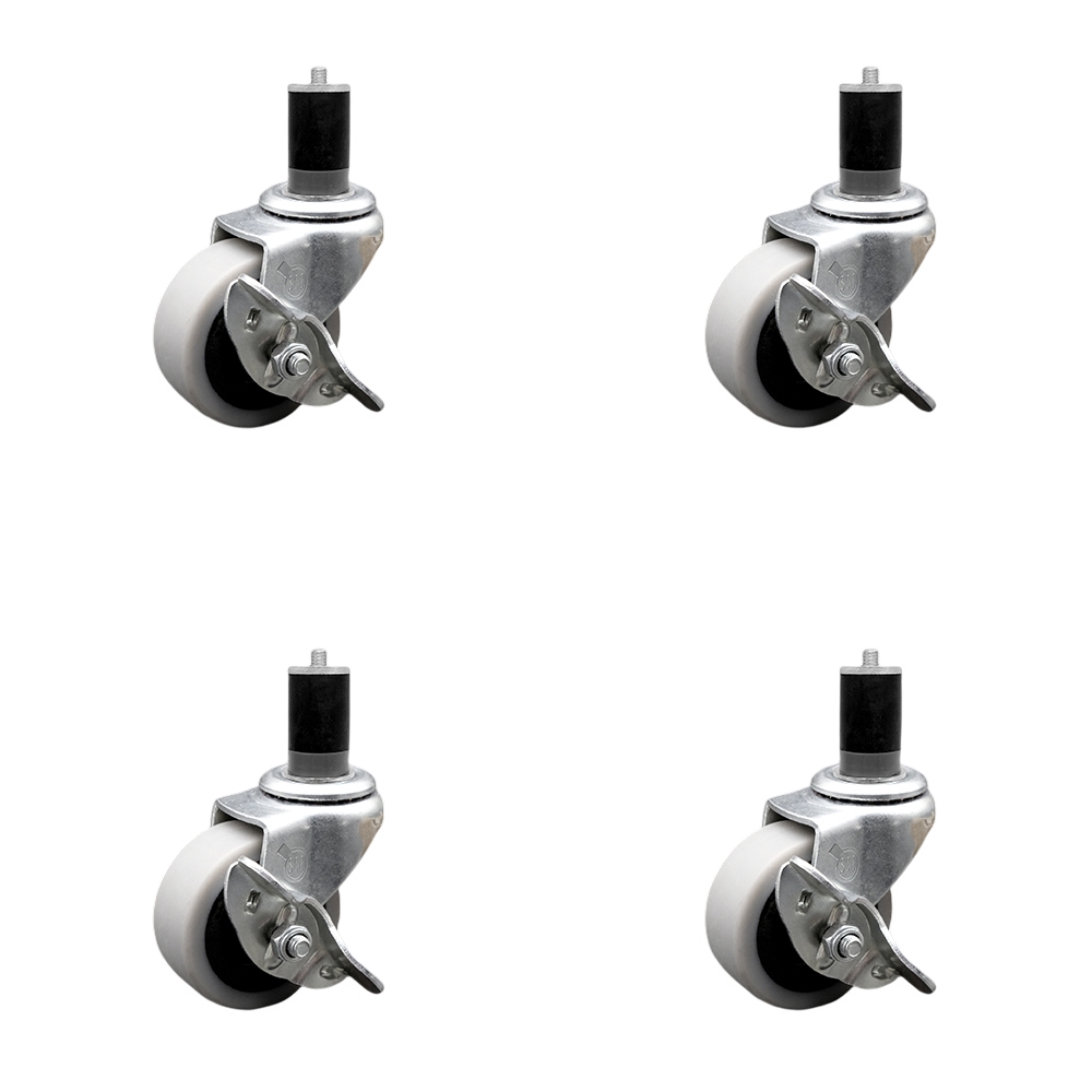 SCC-EX05S210-TPRS-SLB-158-4 2 in. Swivel Thermoplastic Rubber Caster Wheels & 1.63 in. Expanding Adapter Stem Caster & Brake - Set of 4