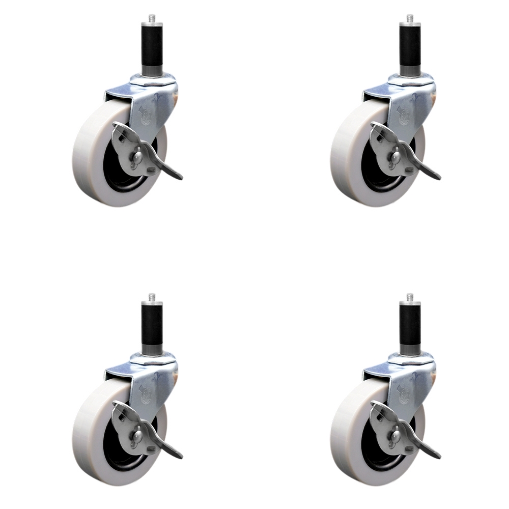 SCC-EX05S310-TPRS-SLB-118-4 3 in. Swivel Thermoplastic Rubber Caster Wheels & 1.13 in. Expanding Adapter Stem Casters & Brakes - Set of 4