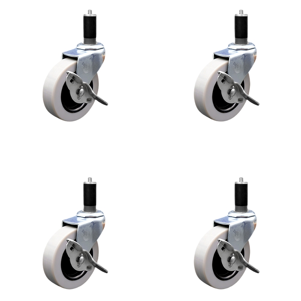 SCC-EX05S310-TPRS-SLB-114-4 3 in. Swivel Thermoplastic Rubber Caster Wheels & 1.25 in. Expanding Adapter Stem Casters & Brakes - Set of 4