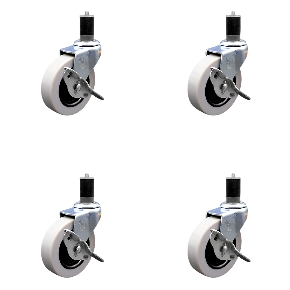 SCC-EX05S310-TPRS-SLB-134-4 3 in. Swivel Thermoplastic Rubber Caster Wheels & 1.75 in. Expanding Adapter Stem Casters & Brakes - Set of 4