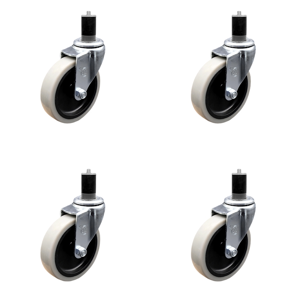 SCC-EX05S410-TPRS-158-4 4 in. Swivel Thermoplastic Rubber Caster Wheels & 1.63 in. Expanding Adapter Stem Casters - Set of 4