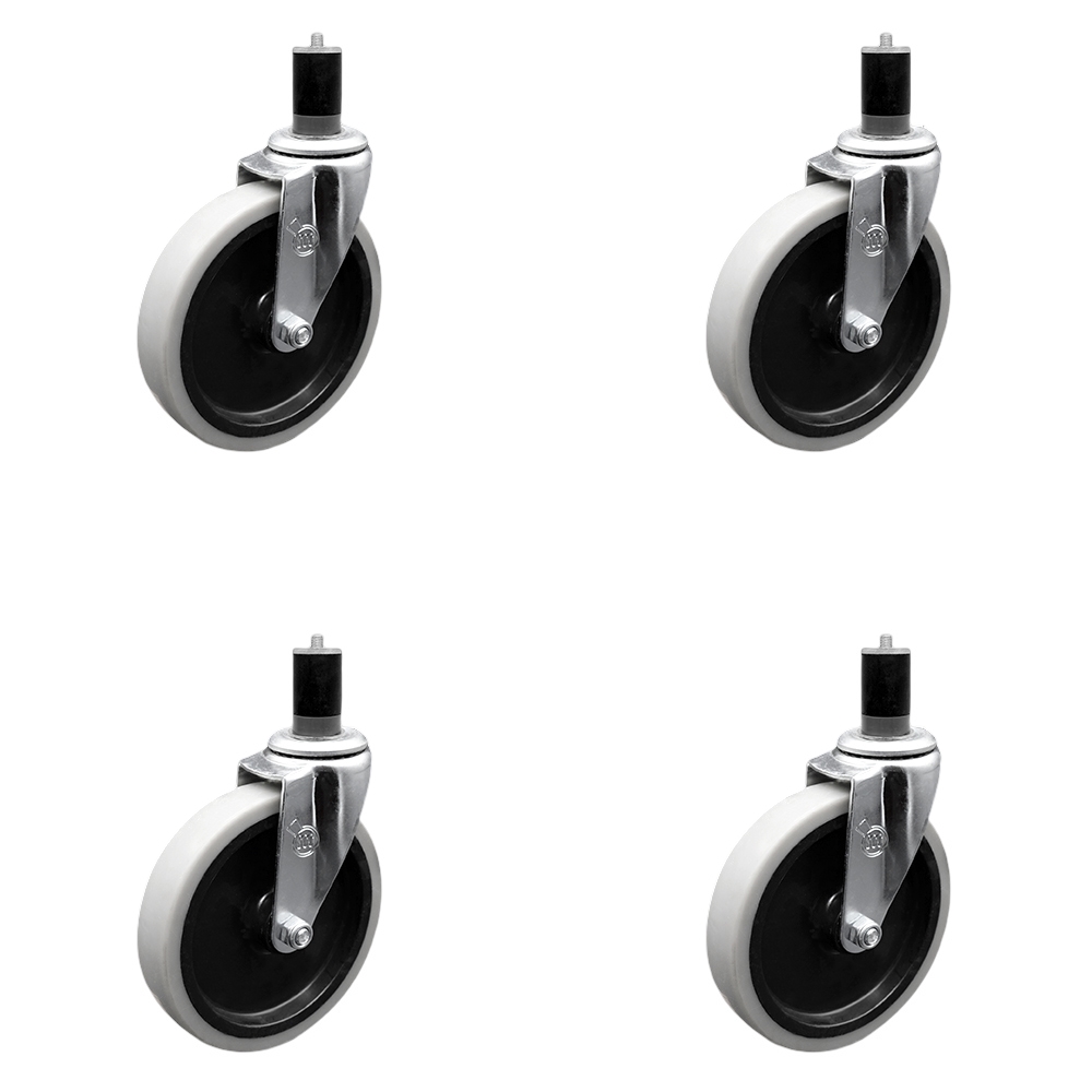 SCC-EX05S510-TPRS-158-4 5 in. Swivel Thermoplastic Rubber Caster Wheels & 1.63 in. Expanding Adapter Stem Casters - Set of 4