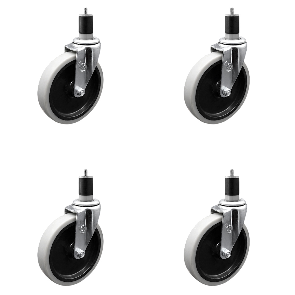 SCC-EX05S510-TPRS-178-4 5 in. Swivel Thermoplastic Rubber Caster Wheels & 1.87 in. Expanding Adapter Stem Casters - Set of 4