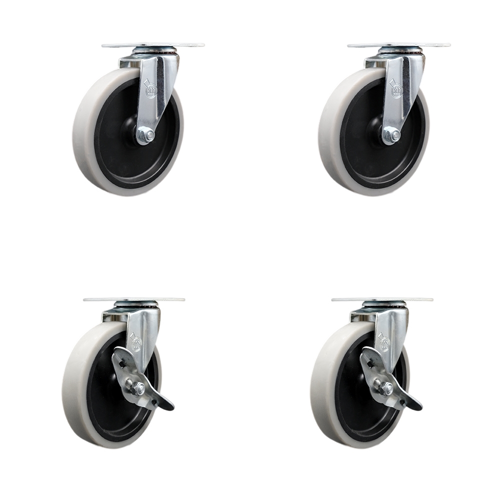 SCC-05S510-TPRS-2-SLB-2 5 in. Swivel Top Plate Thermoplastic Rubber Casters - Set of 4