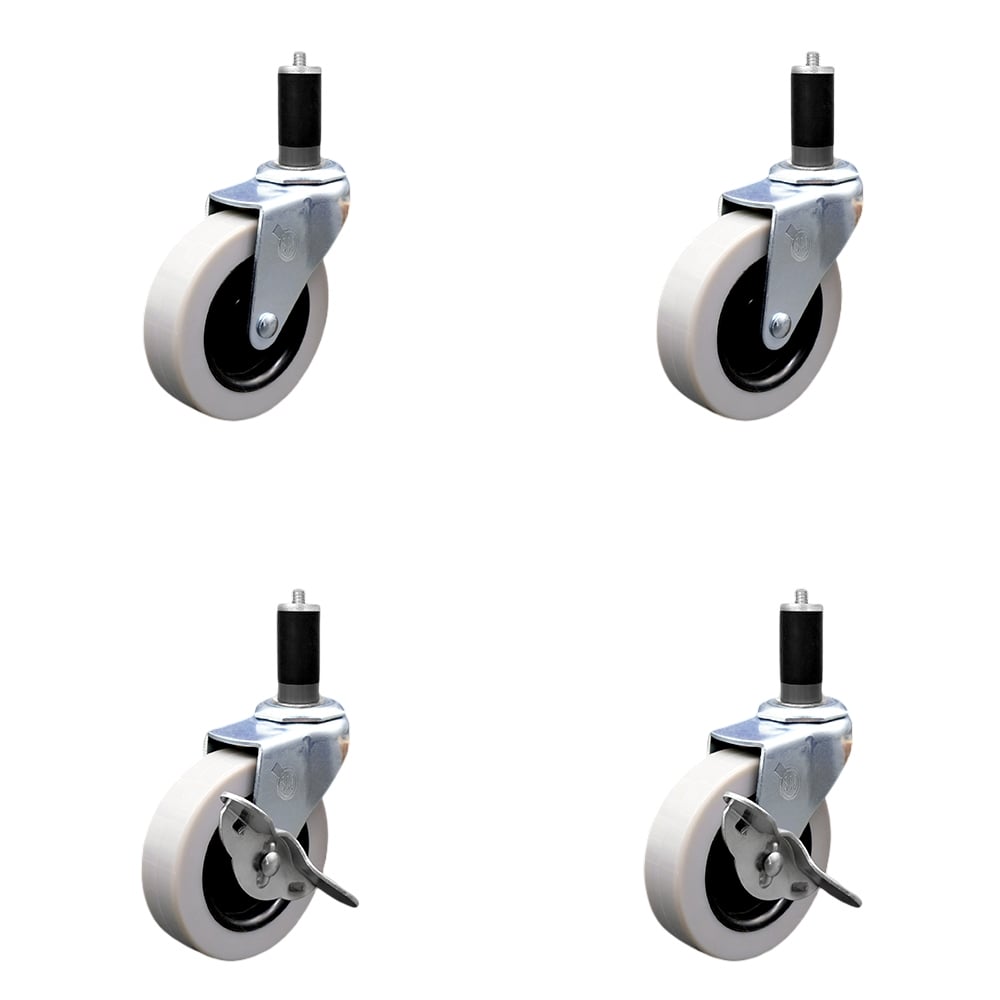 SCC-EX05S310-TPRS-114-2-SLB-2 3 in. Swivel Thermoplastic Rubber Casters, 1.25 in. Expanding Adapter Stem Casters - Set of 4