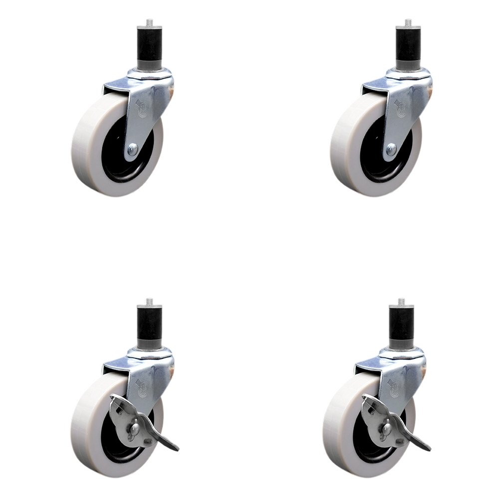 SCC-EX05S310-TPRS-134-2-SLB-2 3 in. Swivel Thermoplastic Rubber Casters, 1.75 in. Expanding Adapter Stem Casters - Set of 4