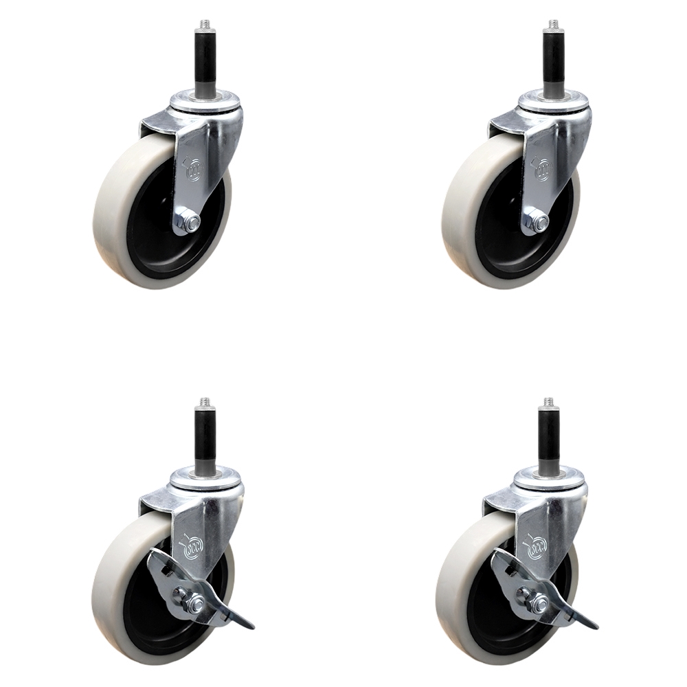 SCC-EX05S410-TPRS-78-2-SLB-2 4 in. Swivel Thermoplastic Rubber Casters, 0.875 in. Expanding Adapter Stem Casters - Set of 4