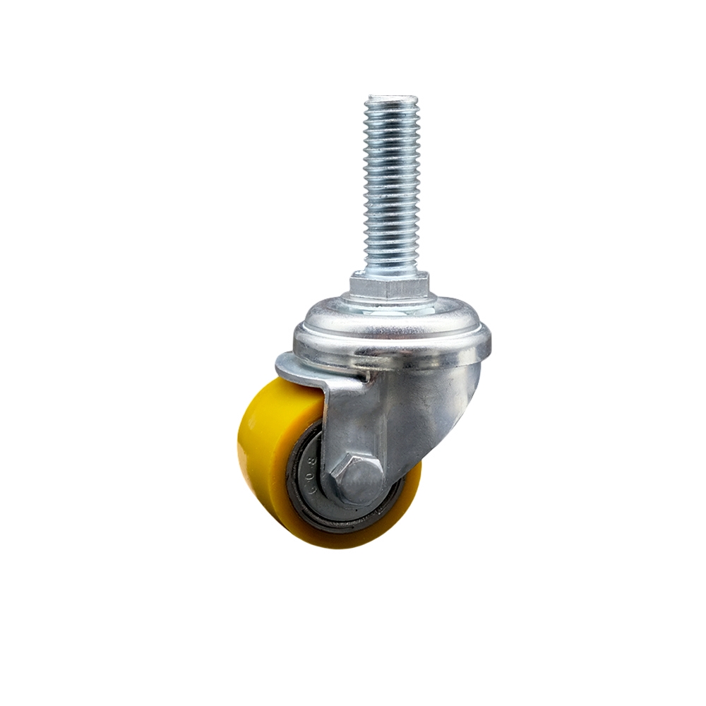 SCC-TS04S13810-PUB-121315 Low Profile Polyurethane Swivel Threaded Stem Caster with 35 x 27 mm Yellow Wheel & 0.5 in. Stem