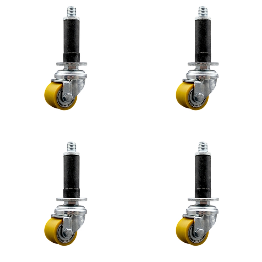 SCC-EX04S13810-PUB-78-4 Low Profile Polyurethane Swivel Expanding Adapter Stem Caster with 35 x 27 mm Yellow Wheels & 0.87 in. Stem - Set of 4