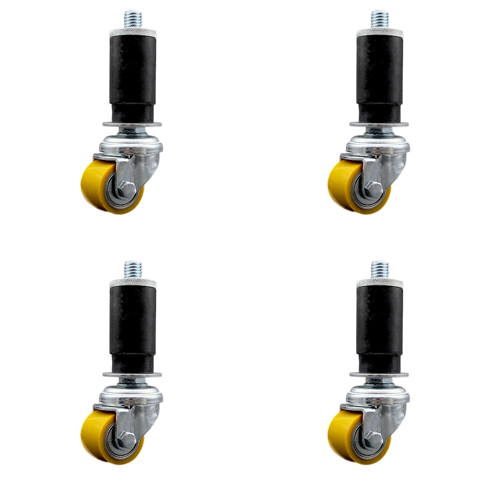 SCC-EX04S13810-PUB-114-4 Low Profile Polyurethane Swivel Expanding Adapter Stem Caster with 35 x 27 mm Yellow Wheels & 1.25 in. Stem - Set of 4