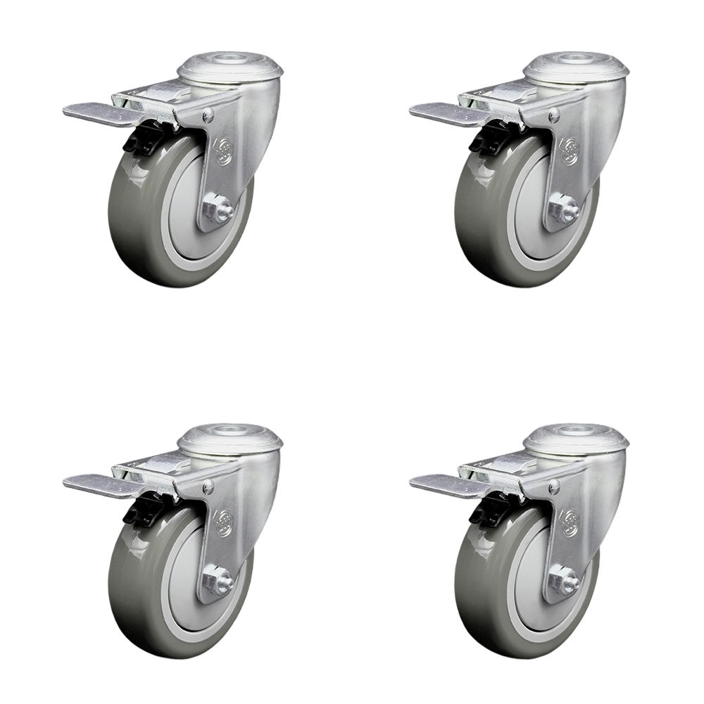 SCC-BHTTL20S414-PPUB-4 Polyurethane Swivel Bolt Hole Caster with 4 x 1.25 in. Gray Wheels - Set of 4