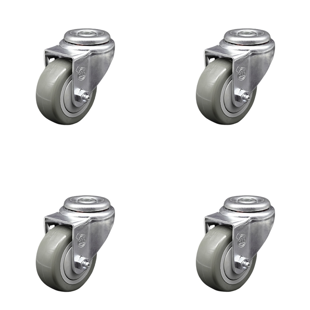 SCC-BH20S314-PPUB-4 Polyurethane Swivel Bolt Hole Caster with 3 x 1.25 in. Gray Wheels - Set of 4