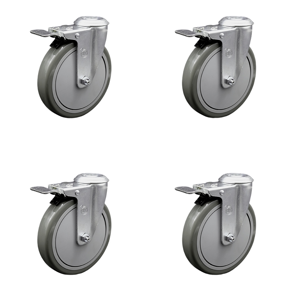 SCC-BHTTL20S614-PPUB-4 Polyurethane Swivel Bolt Hole Caster with 6 x 1.25 in. Gray Wheels - Set of 4