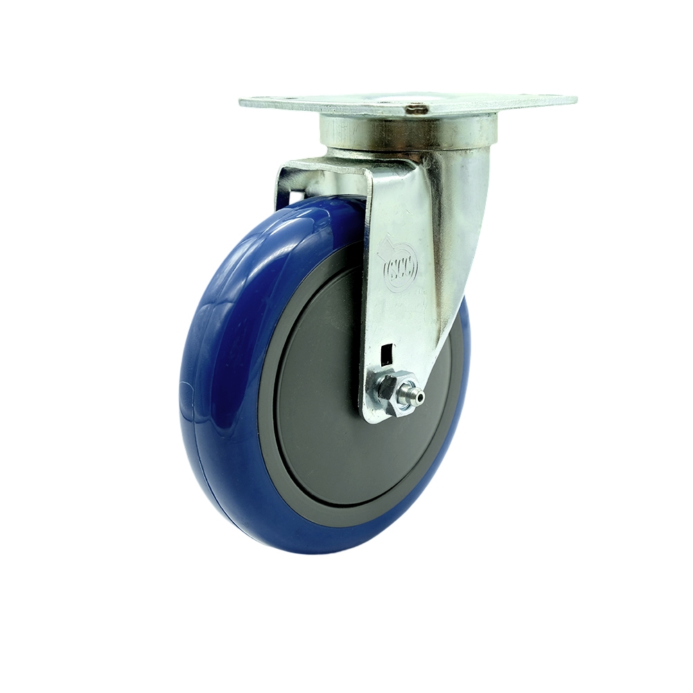 SCC-20S514-PPUB-BLUE-TPU1 Universal Kitchen Caster 5 in. Non Marking Blue Polyurethane Swivel Wheel
